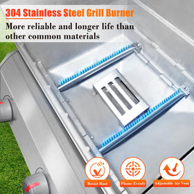 Hisencn 69785 stainless burner close-up shows corrosion-resistant durability