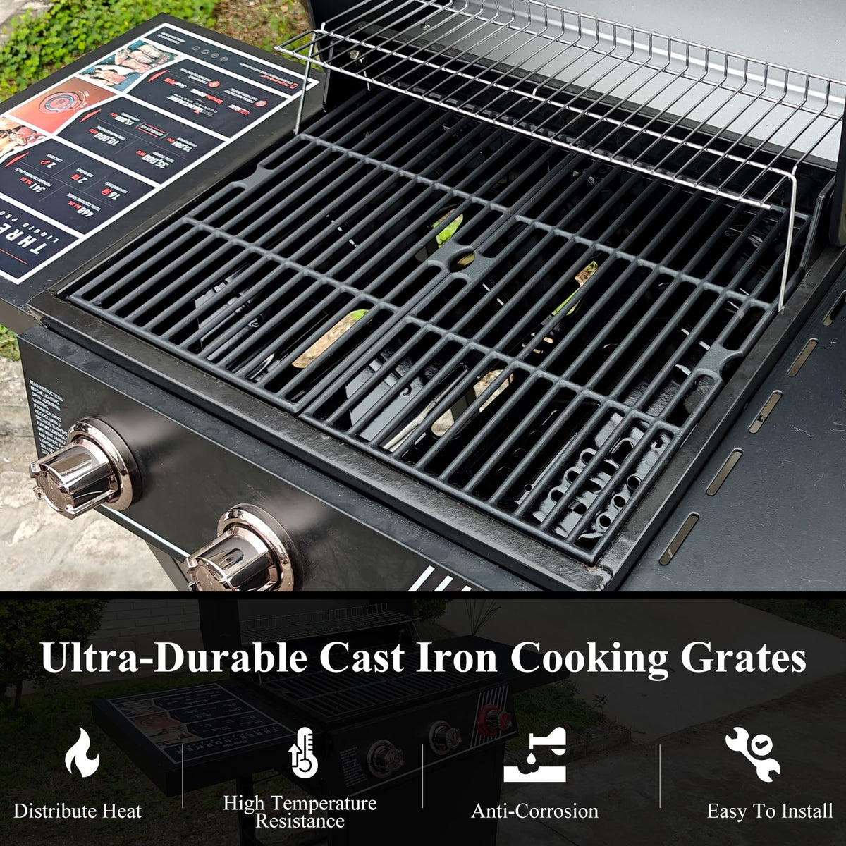 Hisencn cast iron grate retains heat to enhance grilling flavor
