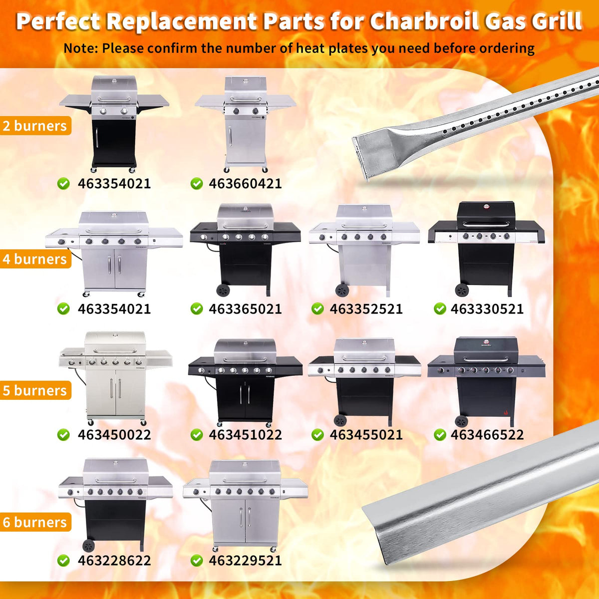 Hisencn burner 15.3 inch for Char-Broil boosts flame coverage and efficiency