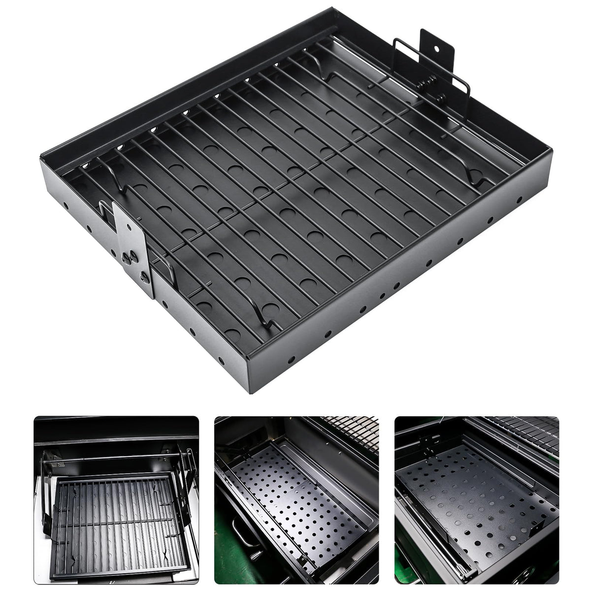 Hisencn expandable charcoal tray shows flexible sizing for different grills.