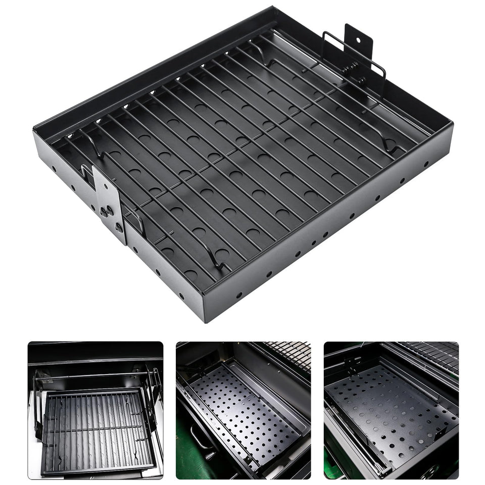 Hisencn expandable charcoal tray shows flexible sizing for different grills.