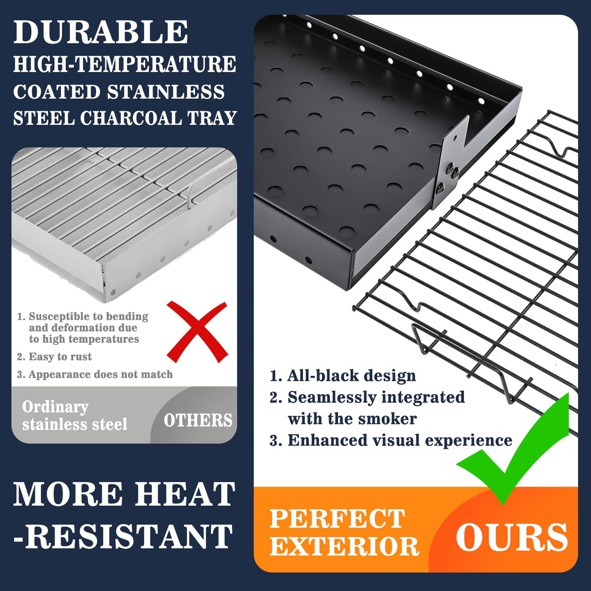 Hisencn tray extends to 28.74 inches for larger grill setups.