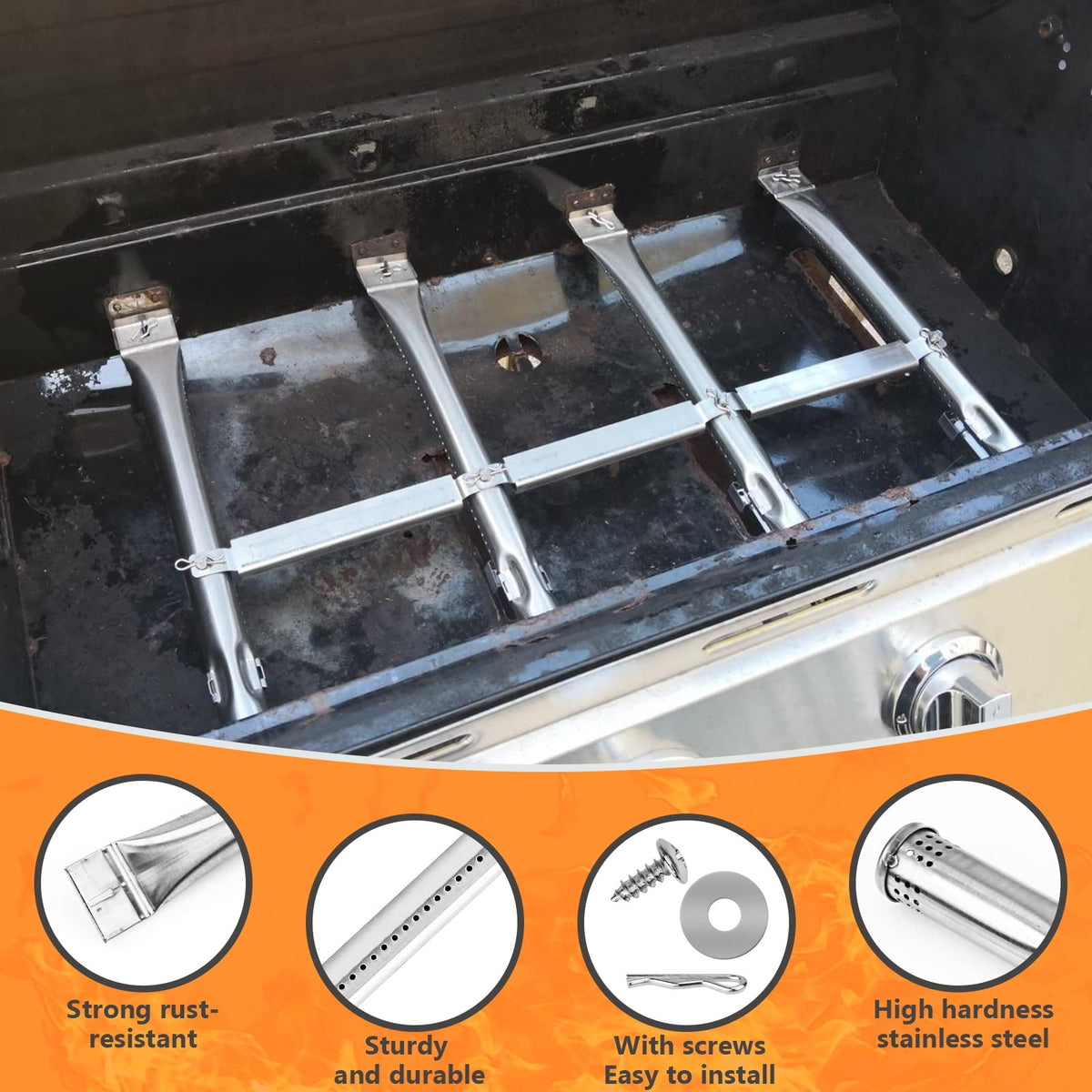 Hisencn crossover tube for Charbroil 463436513 promotes safe, even heat transfer.