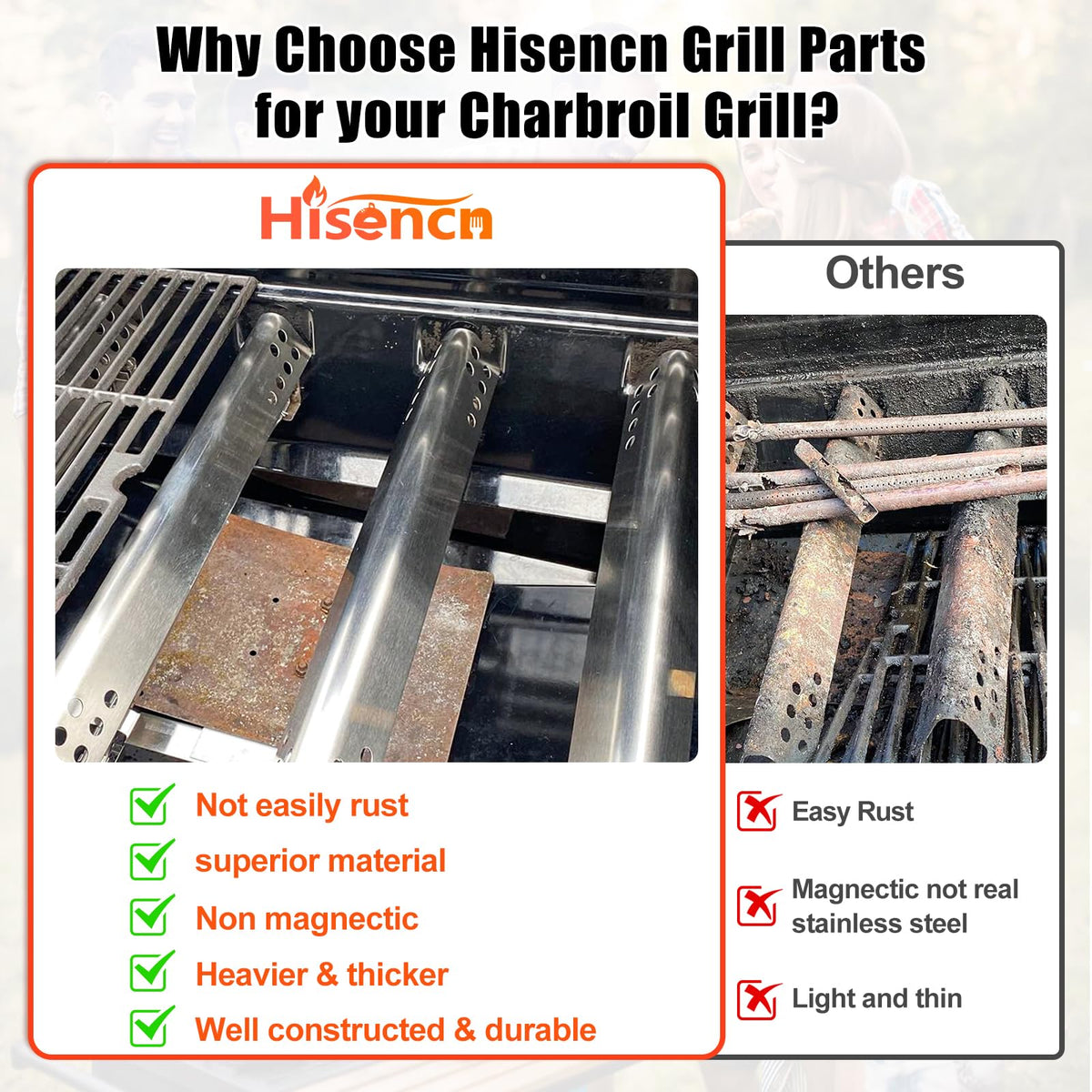 Hisencn adjustable crossover tubes control heat flow for consistency.