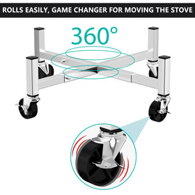 Hisencn stand with locking wheels keeps the fire pit stable.