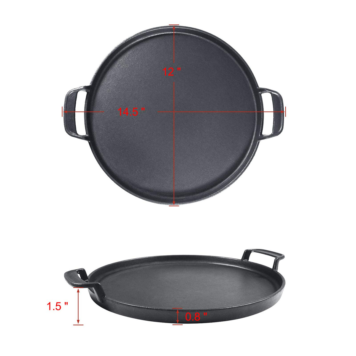 Griddle pan on grill surface offering a spacious cooking area