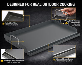 Hisencn 25x16 cooking area on grill ideal for family meals.