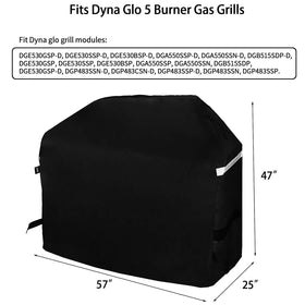 Hisencn 57 inch grill cover, side view, blocks wind and moisture for outdoors.