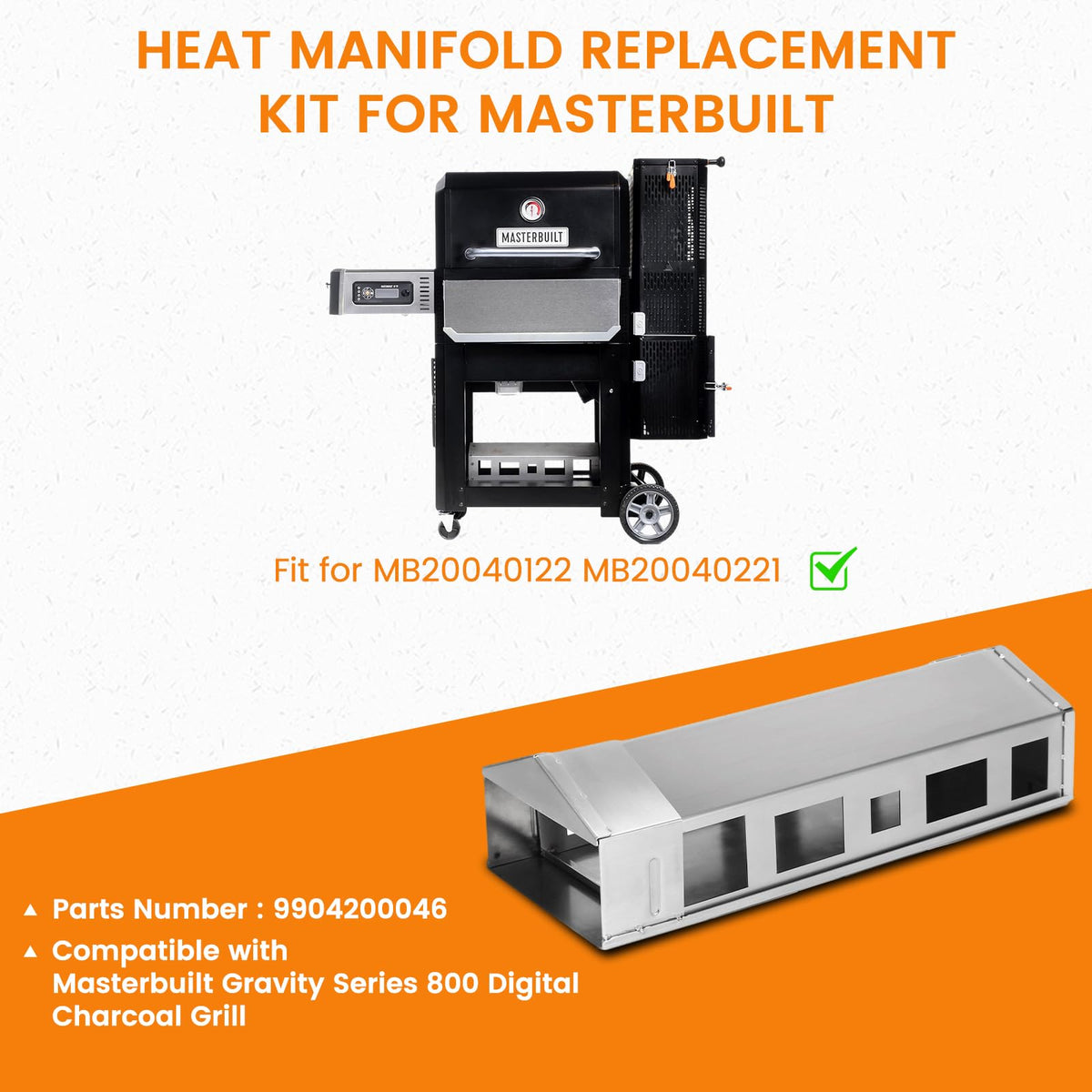 Hisencn Heat Manifold: compatible with Masterbuilt Gravity Series 800 for easy replacement.