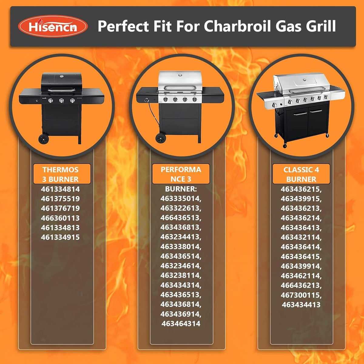 Hisencn heat plate for Charbroil 463436213 protects burners from flare-ups.