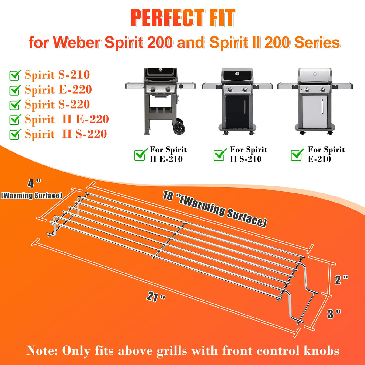 Hisencn stainless steel warming rack 18x4 inches provides generous warming space.