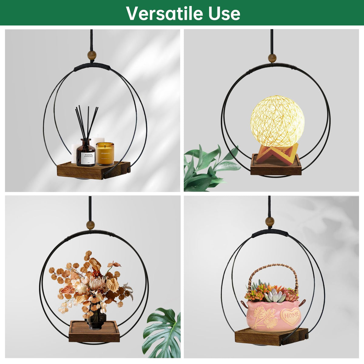 Hismocal boho macrame planter showcases ring diameter clearly in a stylish display.