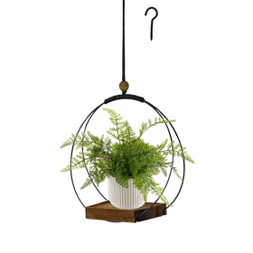 Hismocal hanging planter wall macrame with wood base adds chic decor to living room.