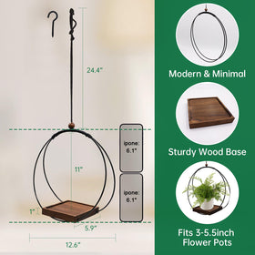 Hismocal rope-and-wood planter offers adjustable height for versatile placement.
