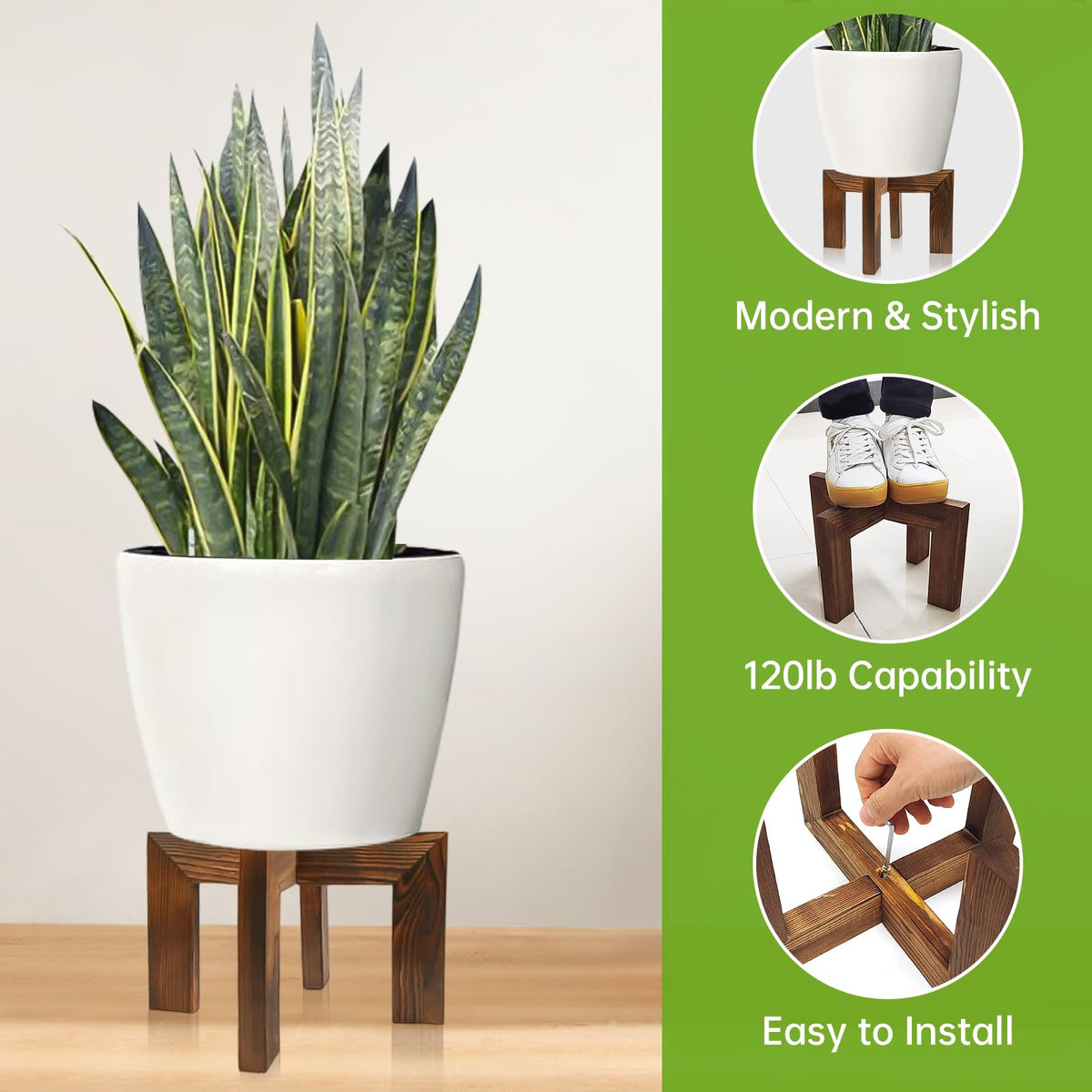 Hismocal sturdy wood stand supports 50–100 lbs for heavy planters.