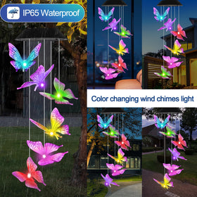 HiSolar butterfly wind chime garden decor enhancing evening ambiance