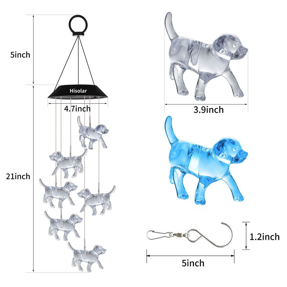 HiSolar High quality ABS wind chime resists fading and weathering.