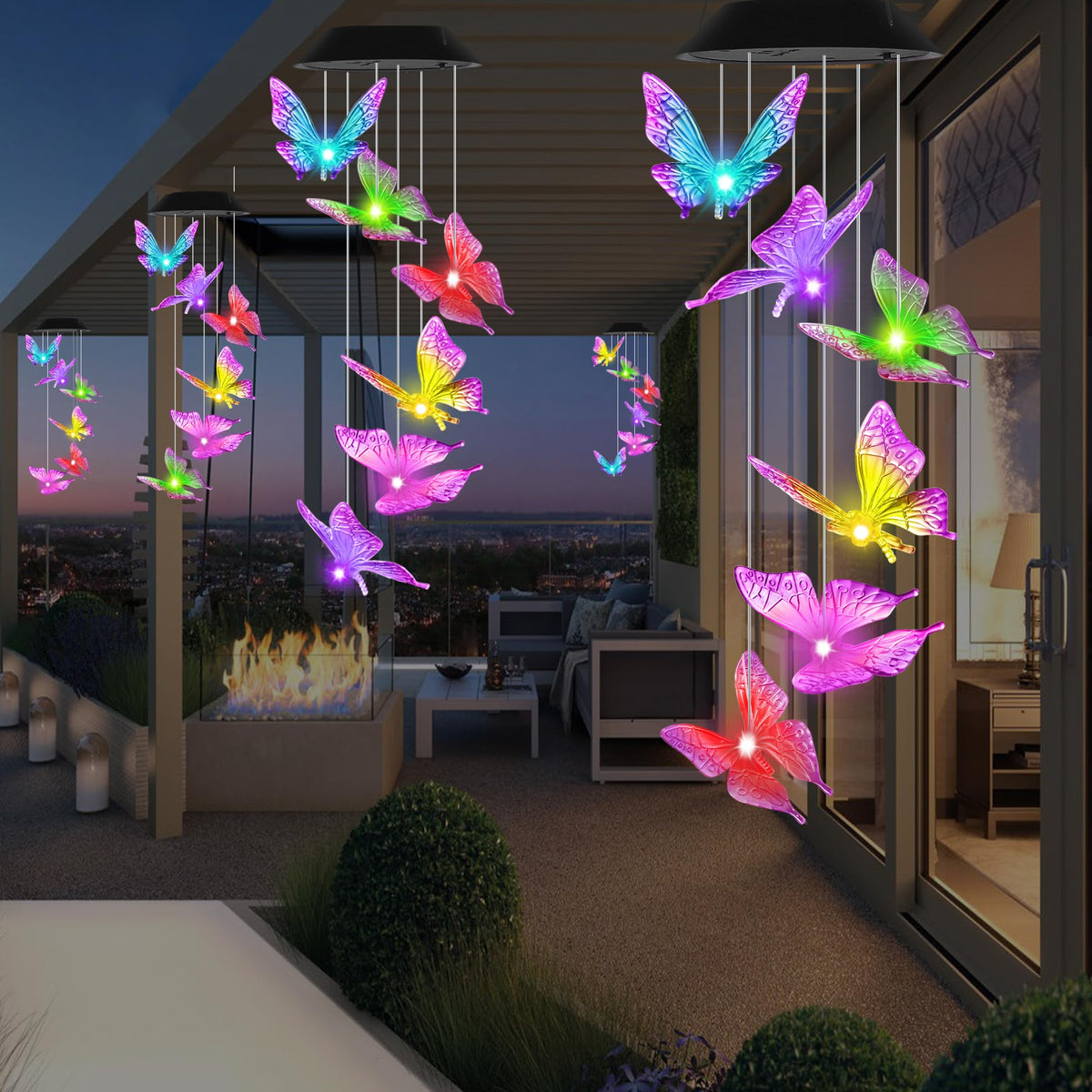 HiSolar gift-ready butterfly wind chime ideal for mom and holidays