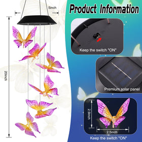 HiSolar solar-powered wind chime hanging mobile for patios and porches