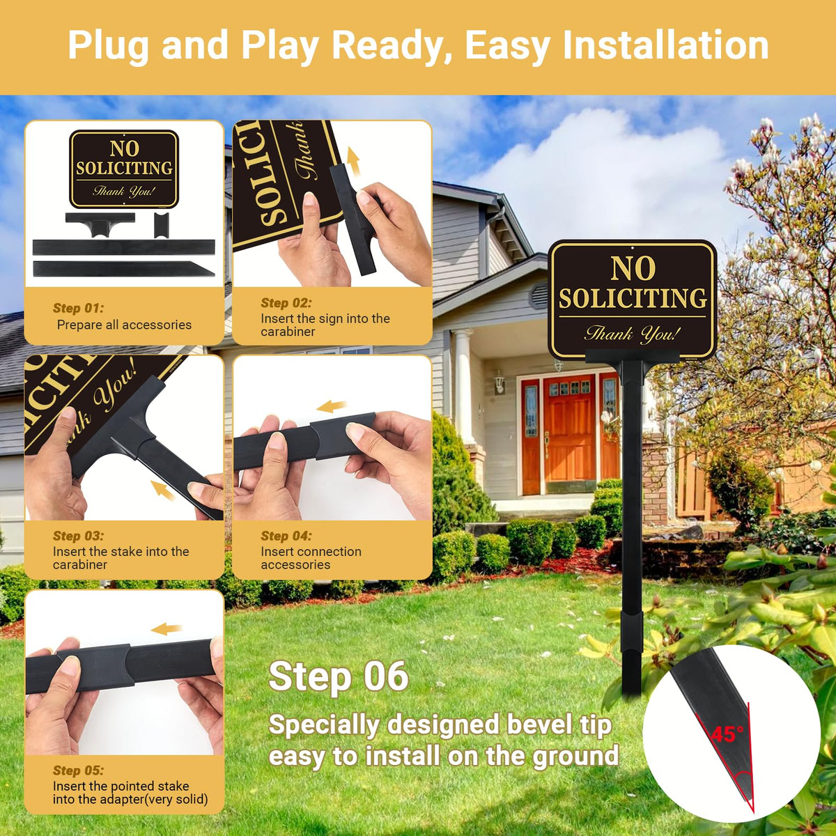 HISVISION No Soliciting Sign aluminum panel that resists corrosion.