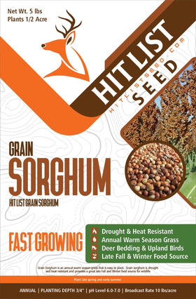 Hit List Seed Grain Sorghum food plot seed bag ready for planting boost