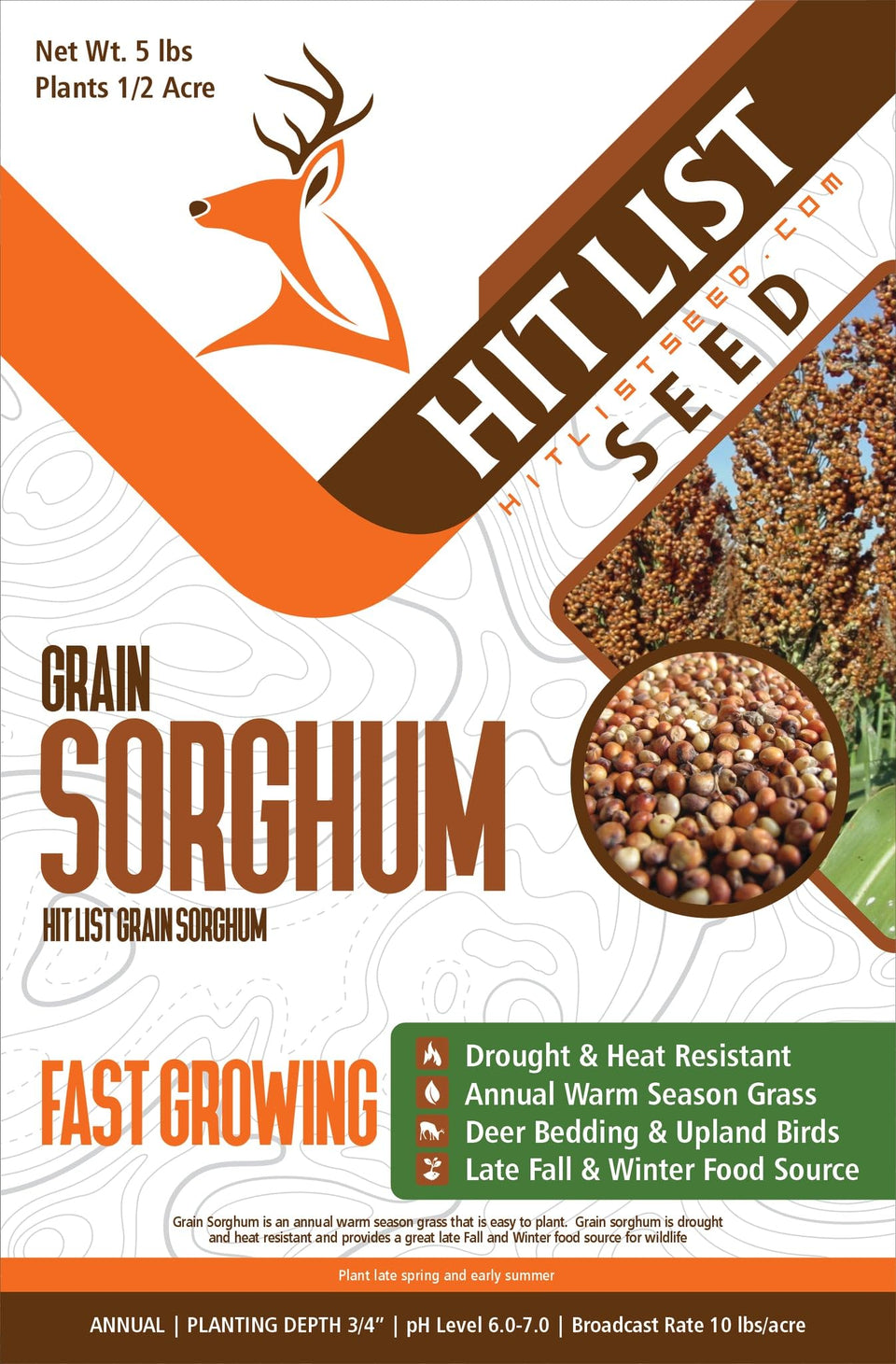 Hit List Seed Grain Sorghum food plot seed bag ready for planting boost
