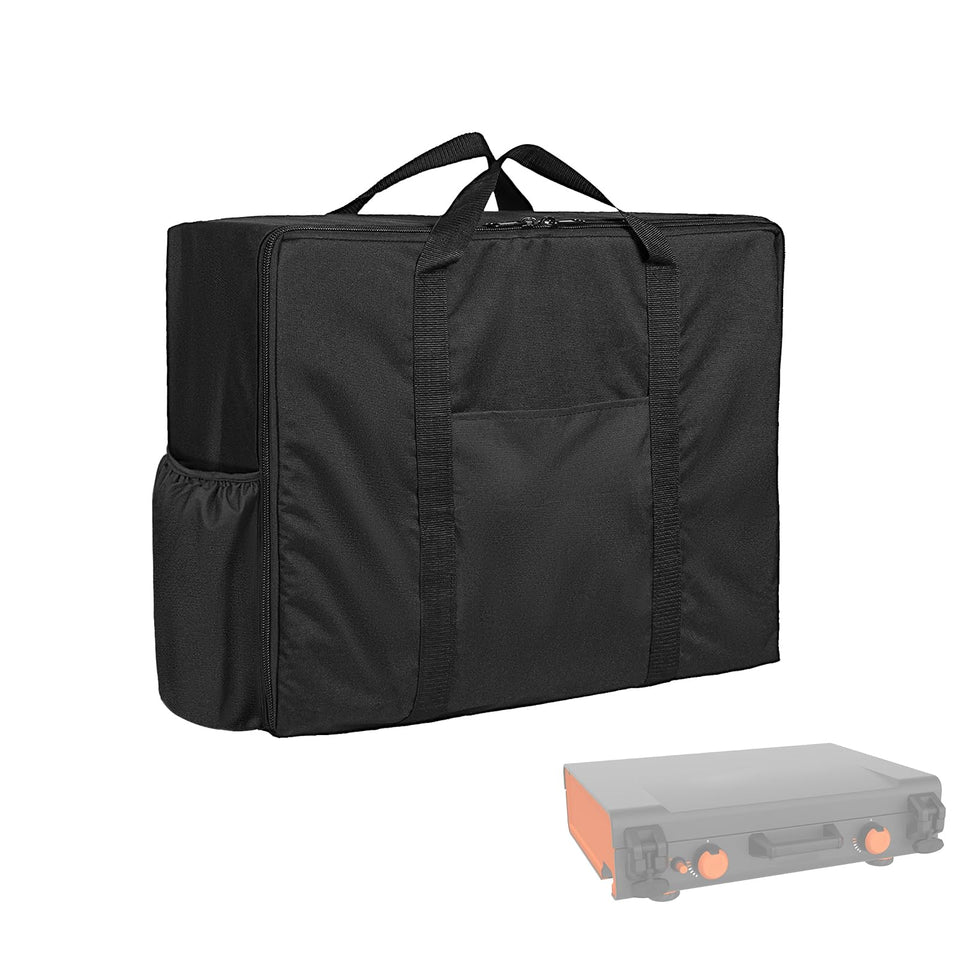 Hiticover carrying bag for Blackstone griddle with weather-protective fabric and rugged handles.