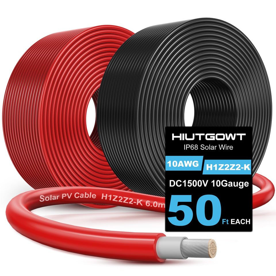 Hiutgowt 10AWG solar wire 50ft black for durable outdoor solar installations