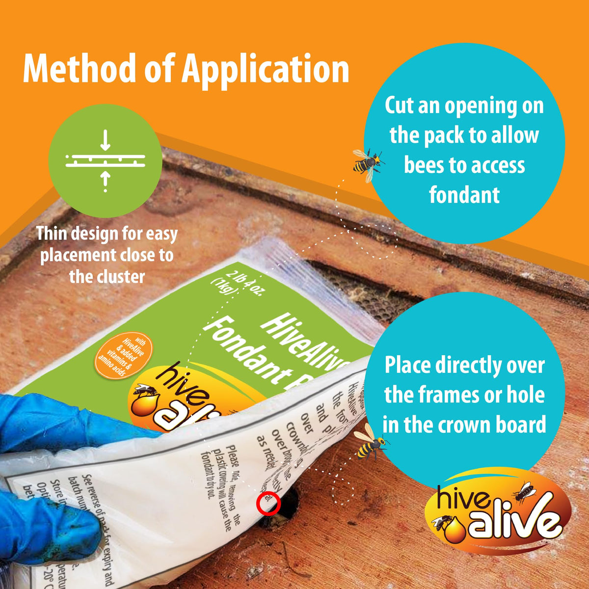 HIVE ALIVE fondant packaging minimizes waste and handling.