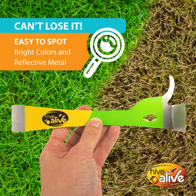 Hive Alive long bevel enters tight spaces to pry frames safely.