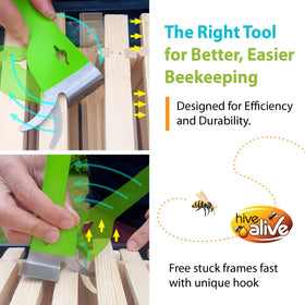 Hive Alive sharp scraper edge for propolis removal.