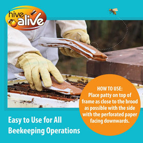 Beekeepers applying Hive Alive Patties during a forage dearth.