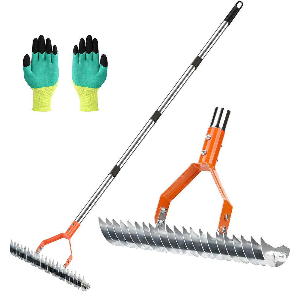 Hivenlly Thatch Rake with a 15-inch head for efficient dethatching.