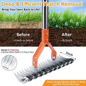 Hivenlly Thatch Rake easy assembly and quick setup.
