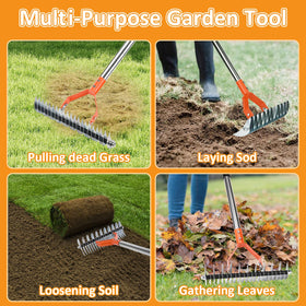 Hivenlly Thatch Rake helps clean leaves and debris for a neater lawn.