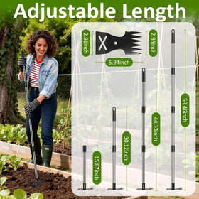 Hivenlly weed puller weed-rake-side clears deep roots with six tines