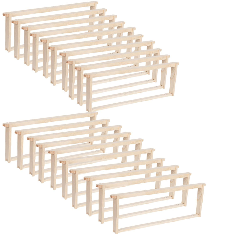 HiveSweet deep Langstroth frames 20-pack ready for hive assembly and inspection