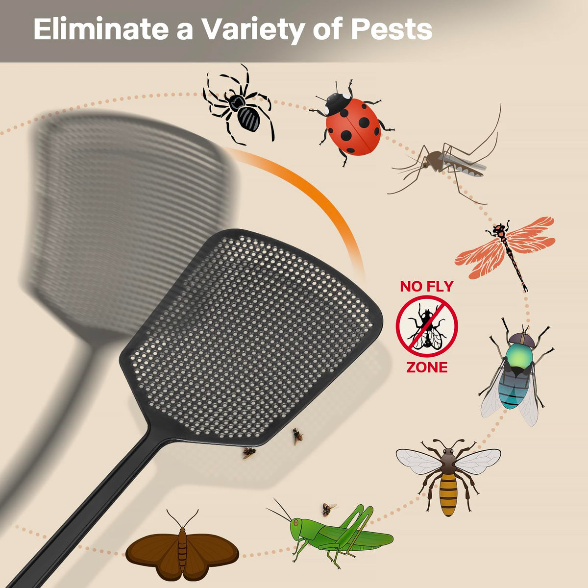 Hiway fly swatters with a large paddle for easy hits.