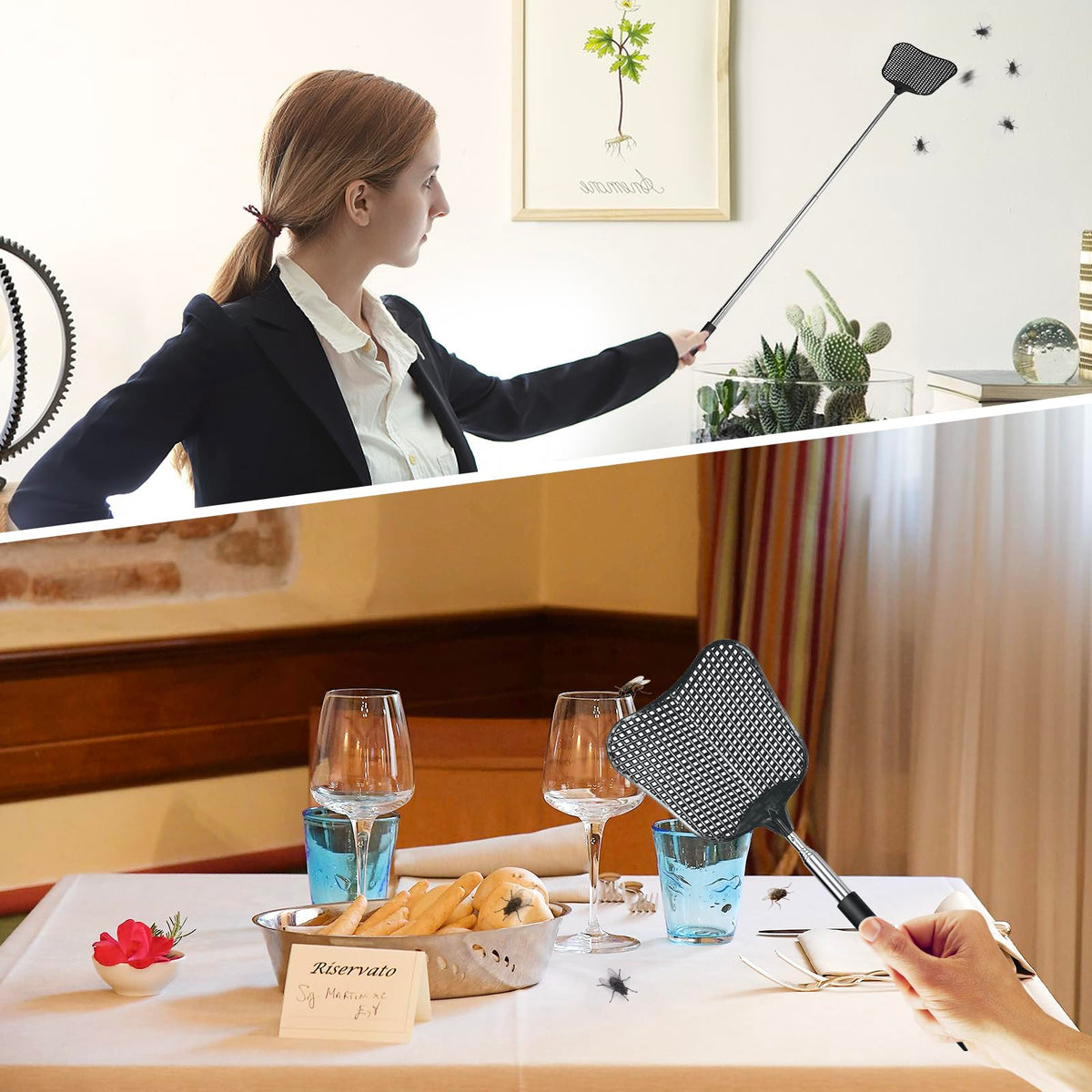 Hiway extendable stainless-steel pole enables tall reach and stable swatting