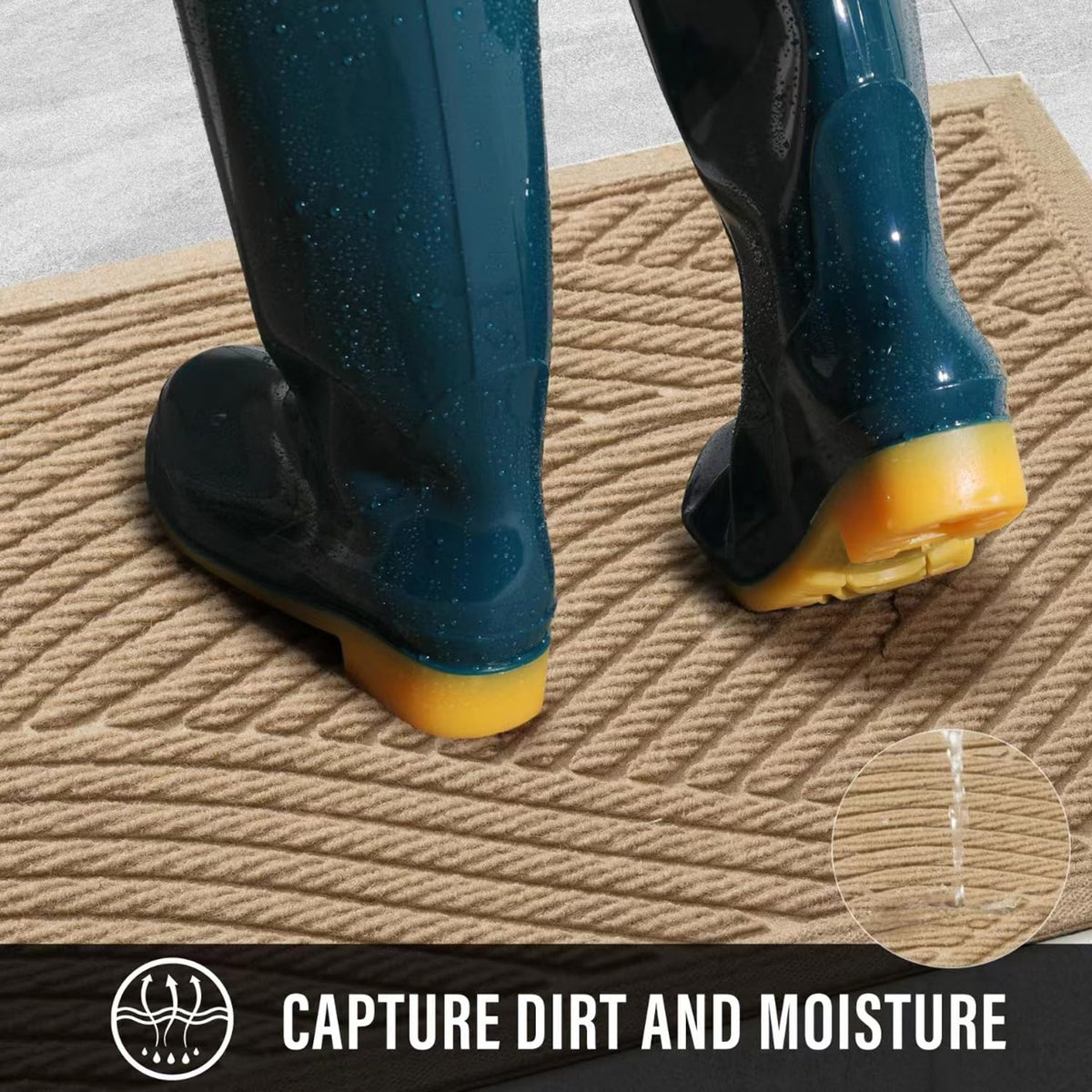 HIYARD absorbent muddy dirt front door mat with ridge design traps moisture.