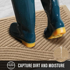 HIYARD absorbent muddy dirt front door mat with ridge design traps moisture.