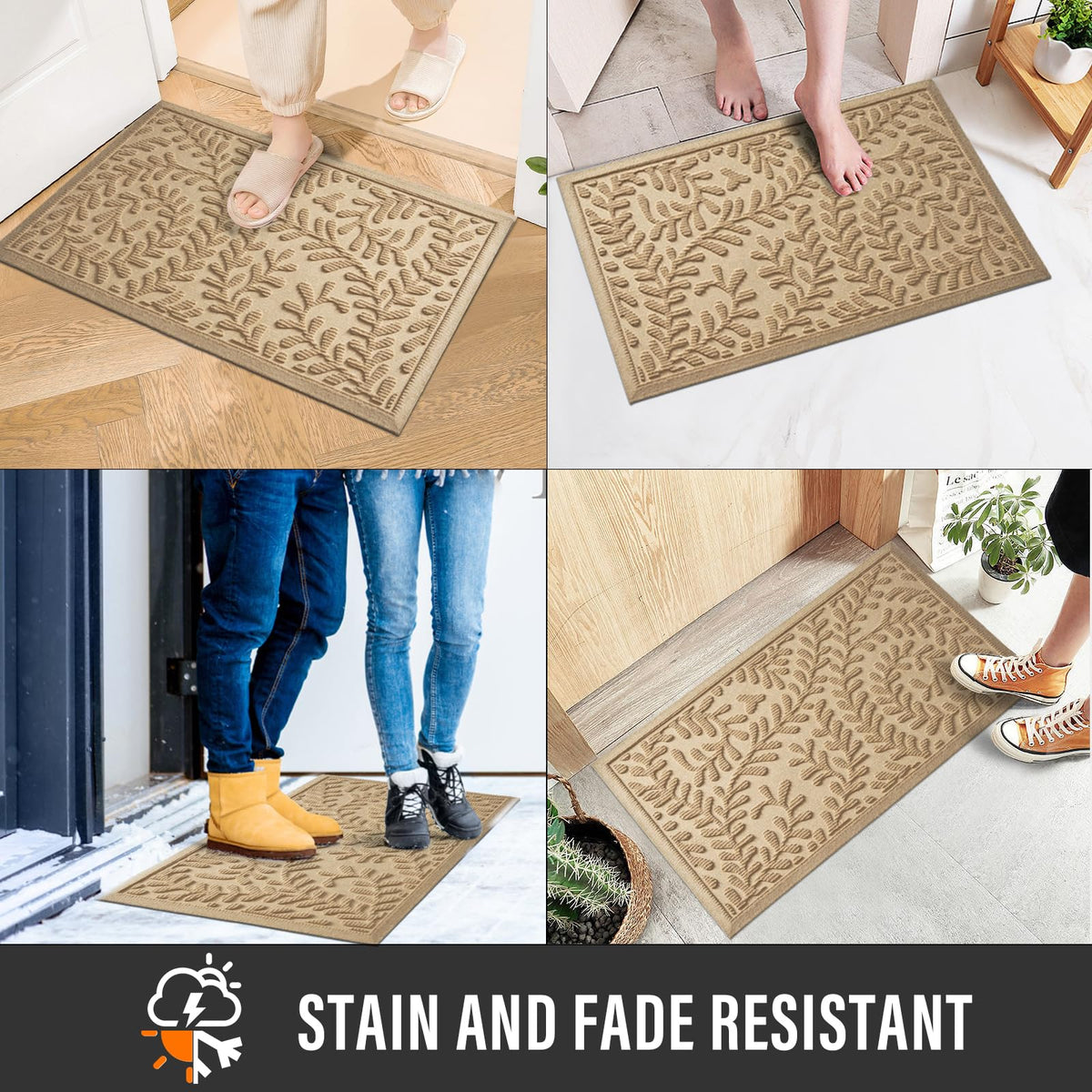 HIYARD Front Door Mat features a low-profile 0.3-inch design to avoid door snag.