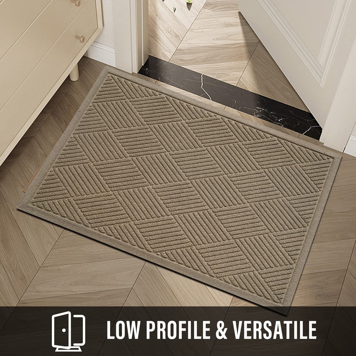 HIYARD mud and dirt mat—fade-resistant beige color stays true.
