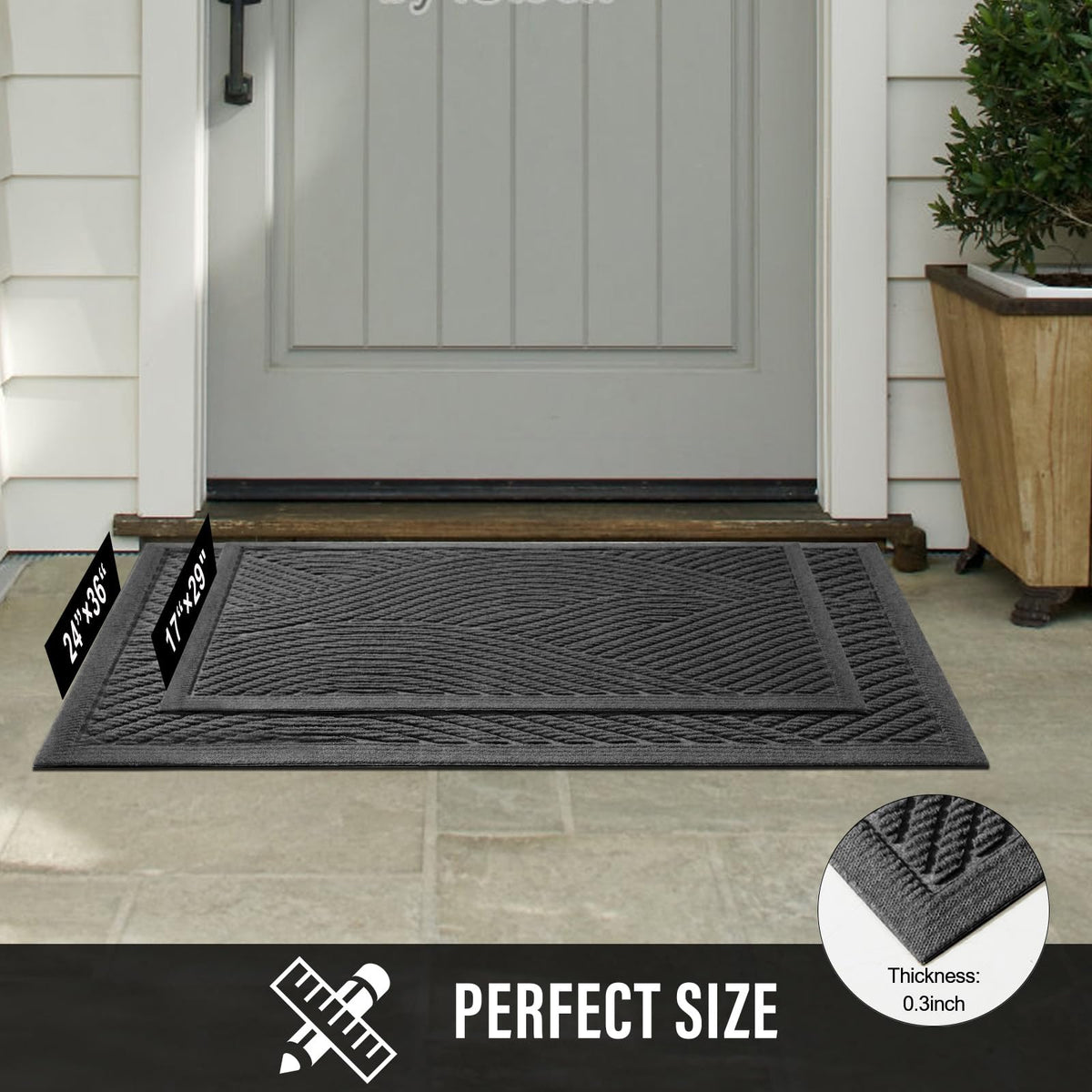HIYARD indoor-outdoor use mat suitable for entryways, patios, and laundry zones.