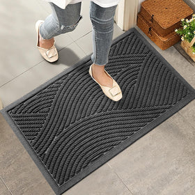 HIYARD sturdy front door mat 36x24 grey absorbs moisture to keep floors clean.