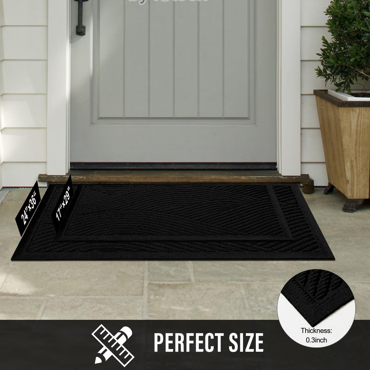 HIYARD front door mat can be cut to fit your doorway