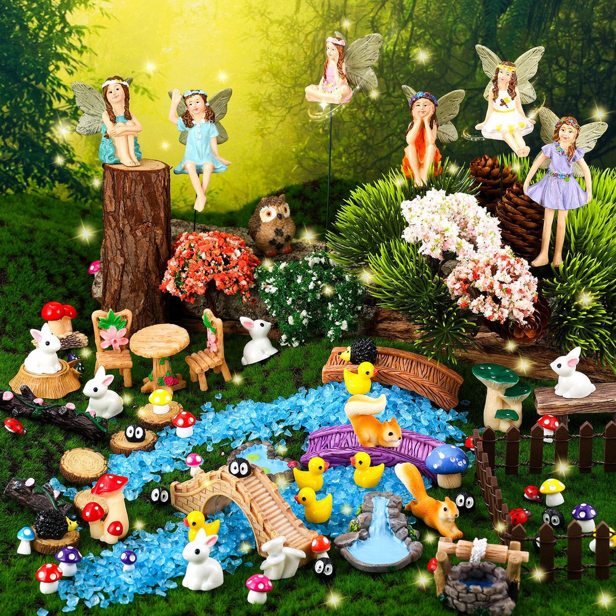 HIYZI fairy garden elf figures add whimsical charm to small landscapes with durable resin detail.