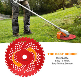 HK brush cutter blade cutting through thick brush with ease