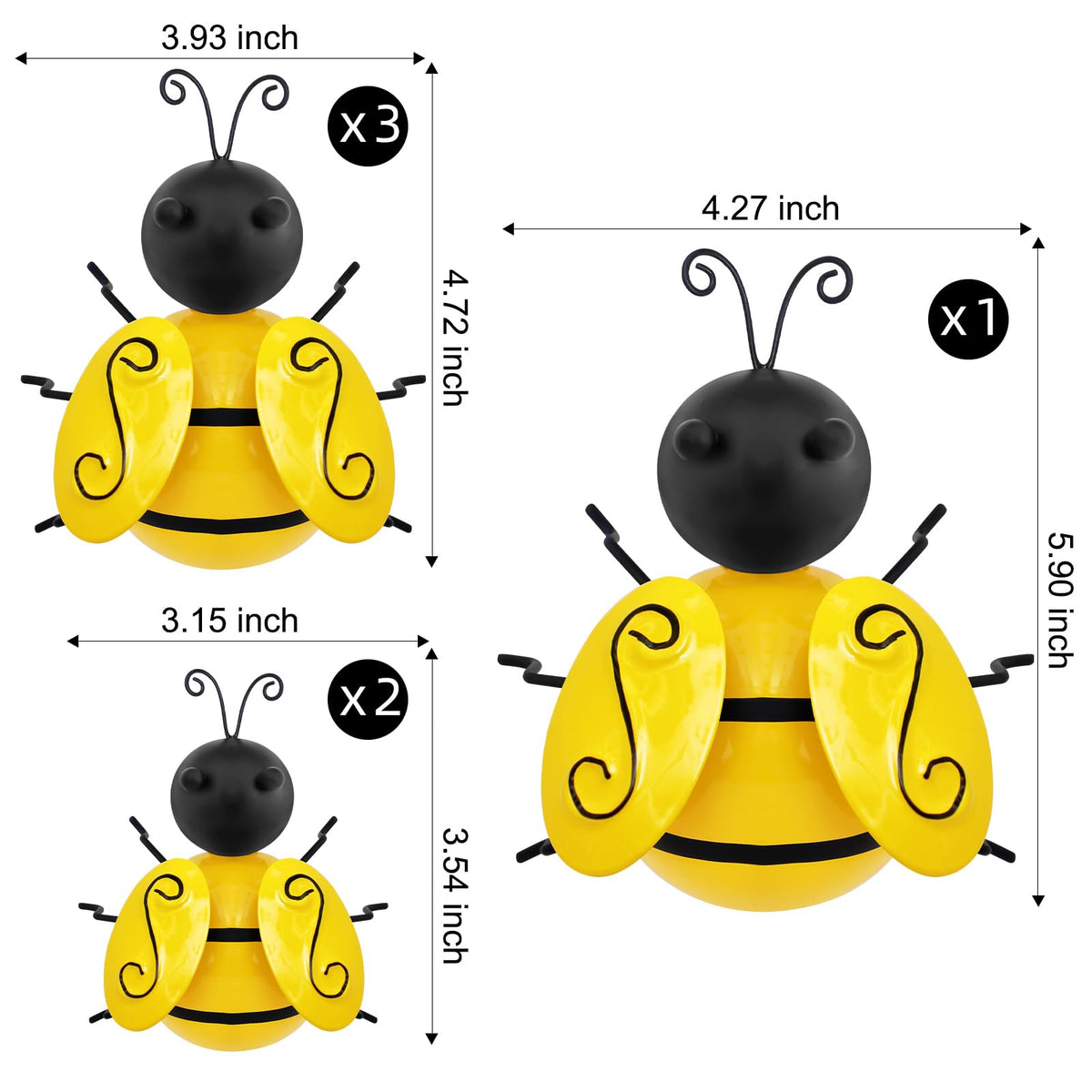 HKKDKTA 3D bee wall decor for the patio boosts curb appeal with durable metal.
