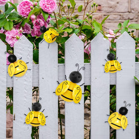HKKDKTA Bumble Bee wall art strengthens yard charm on fences with rust-resistant metal.